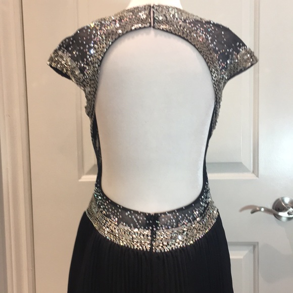 Jovani Silver Embellished And Black Pleated Dress - Picture 6 of 14